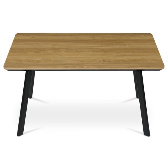 Stůl jídelní 140x80 cm, MDF deska, Melamine dekor dub, kov, černý lak