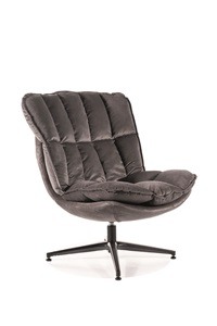 VANESA VELVET otočné křeslo, šedá/černá