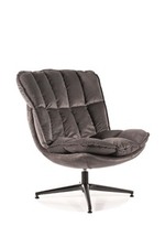 VANESA VELVET otočné křeslo, šedá/černá
