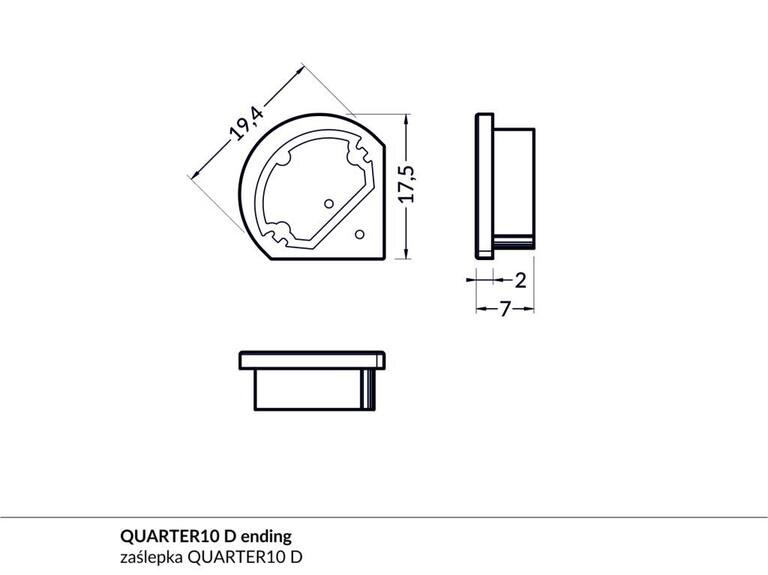 Koncovka WIRELI QUARTER10 D šedá, pár