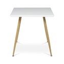 Stůl jídelní 140x80, MDF, bílá matná deska, kovové nohy v barvě dubu.