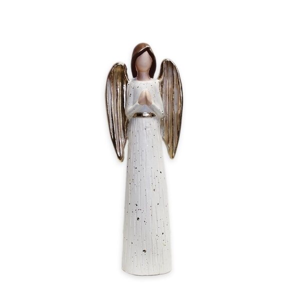 Anděl keramika V28,5cm krém/zlatá