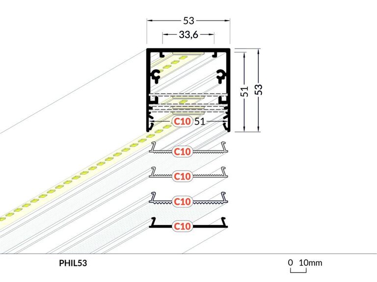 Profil WIRELI PHIL53 B černý lak, 2m (metráž)