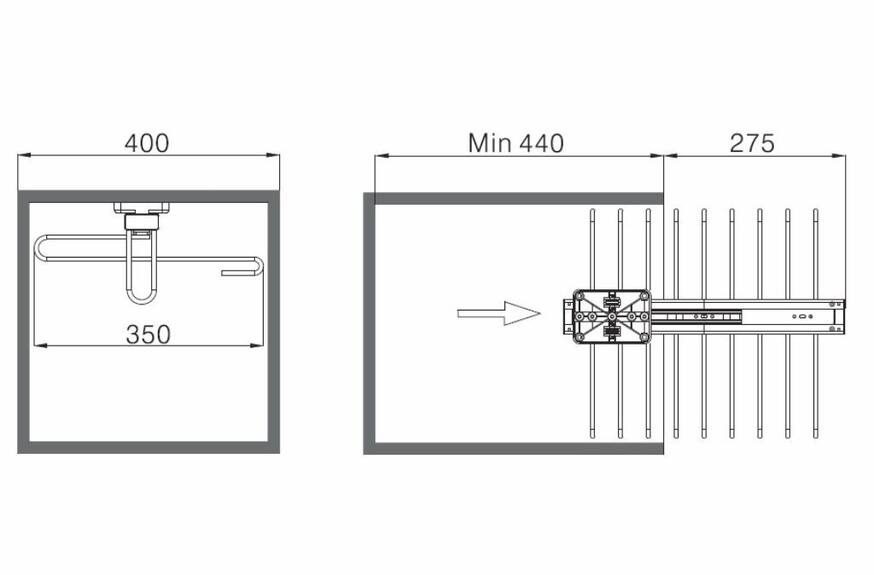 Výsuvný věšák na kalhoty Elegance - 9 ramen, 350x430x155 mm, chrom - antracit