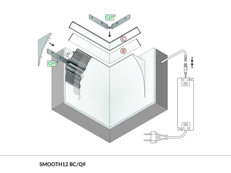 Profil WIRELI SMOOTH12 BC/Q9 hliník surový, 2m (metráž)
