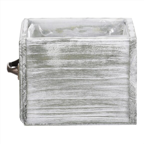 Šuplík dřevěný - obal na květiny, bílý