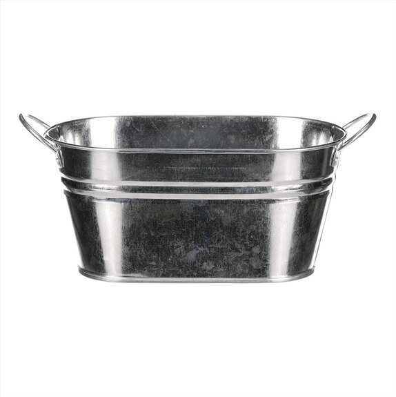 Obal na květiny - truhlík, zinkový, stříbrná barva.