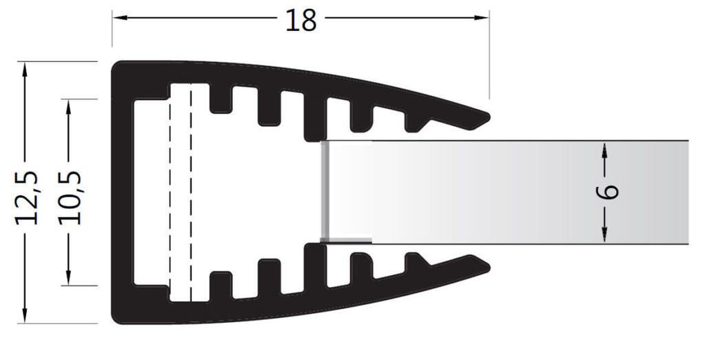 Profil WIRELI09 MIKRO na sklo 6mm hliník anoda 2m  (metráž)