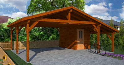 Přístřěšek pro 2 auta s boční přístavbou 680*500