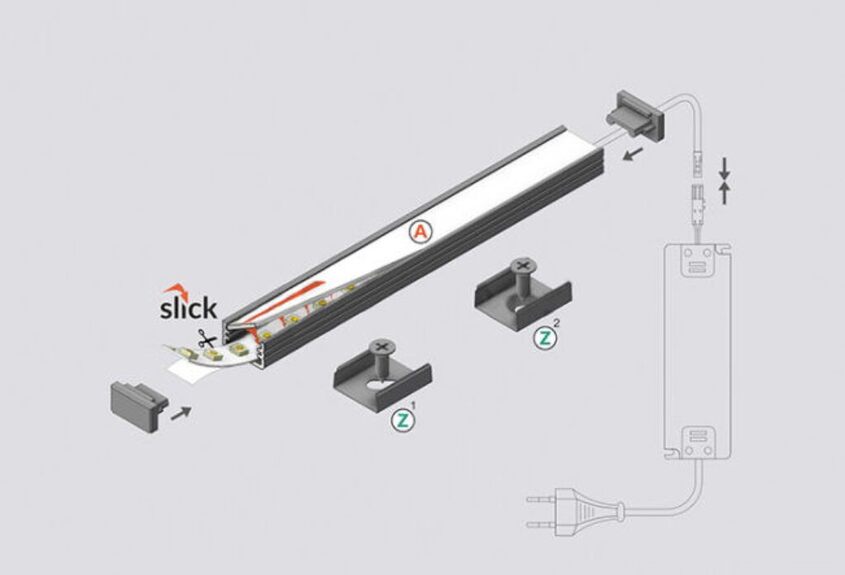 Profil WIRELI25 SLIM A/Z hliník surový 2000mm (metráž)