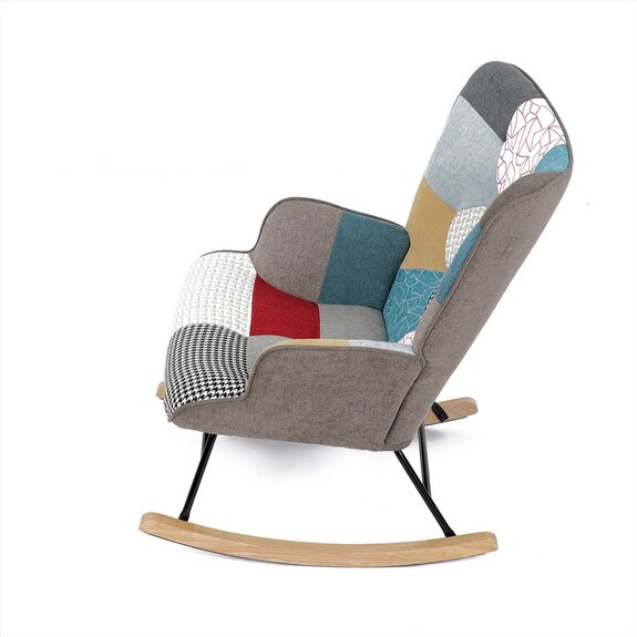 Křeslo houpací AK-374 PW2 potah patchwork látka