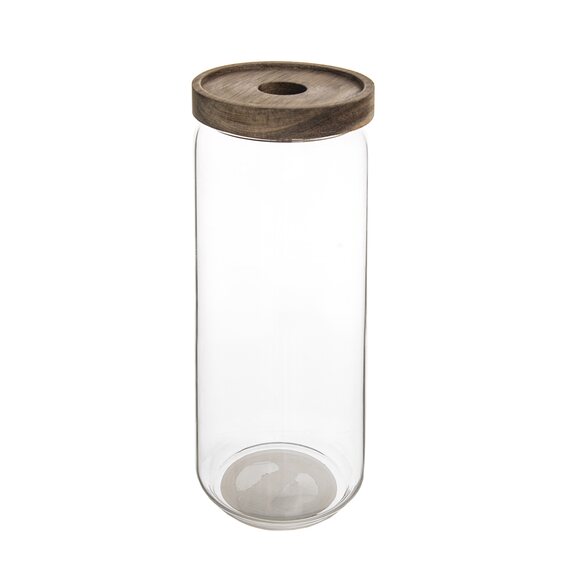 Dóza borosil. sklo/akácie 1 l kulatá