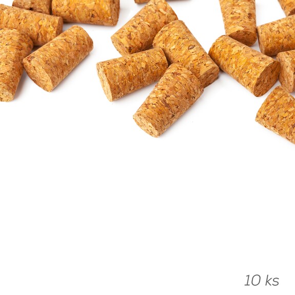 Zátka korek 10 ks pr. 2,3/2 cm, v. 2,6 cm