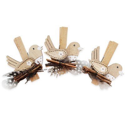 Ptáček kolíček dřevo 8ks/6cm natural