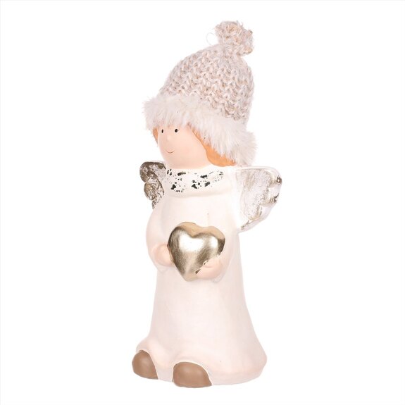 Anděl keramický, držící srdce.