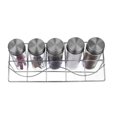 Kořenka sklo/nerez 5 ks+stojan chrom Matt