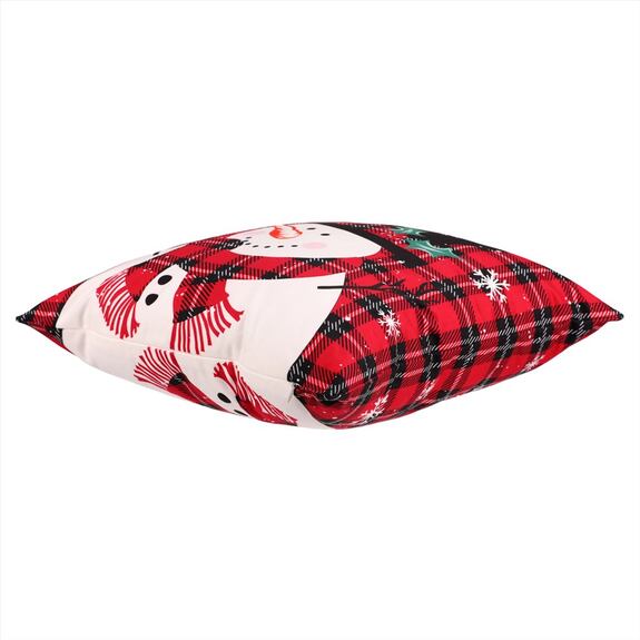 Polštář s výplní - se sněhulákem, sametový, 45 x 45 cm