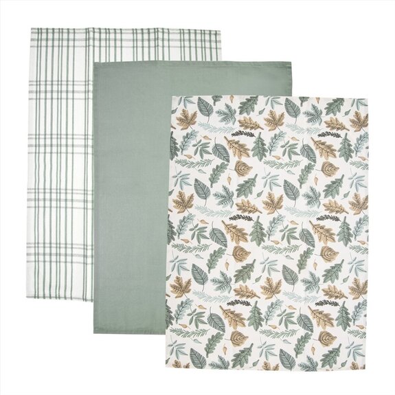 Utěrka bavlna kuch. Dekor 3 ks zelená
