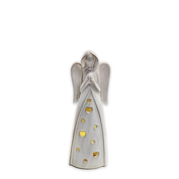 Anděl porcelán LED V17,4cm krém