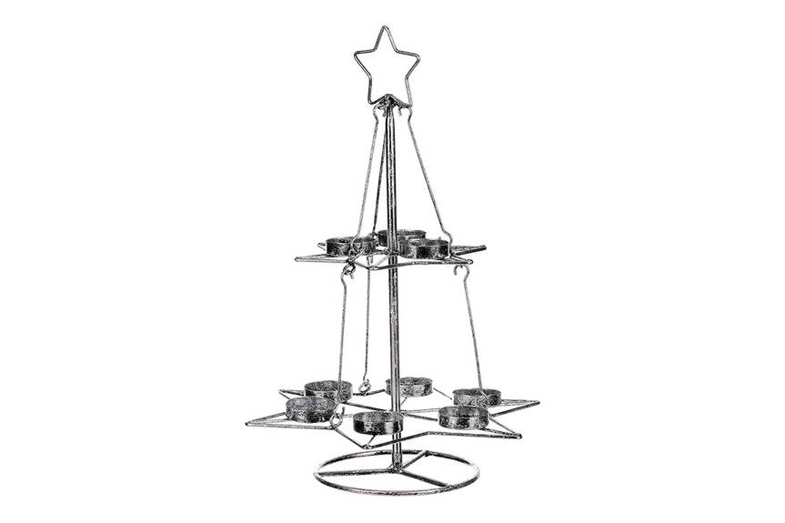 Kovový svícen ve tvaru stromku UM0241-SIL