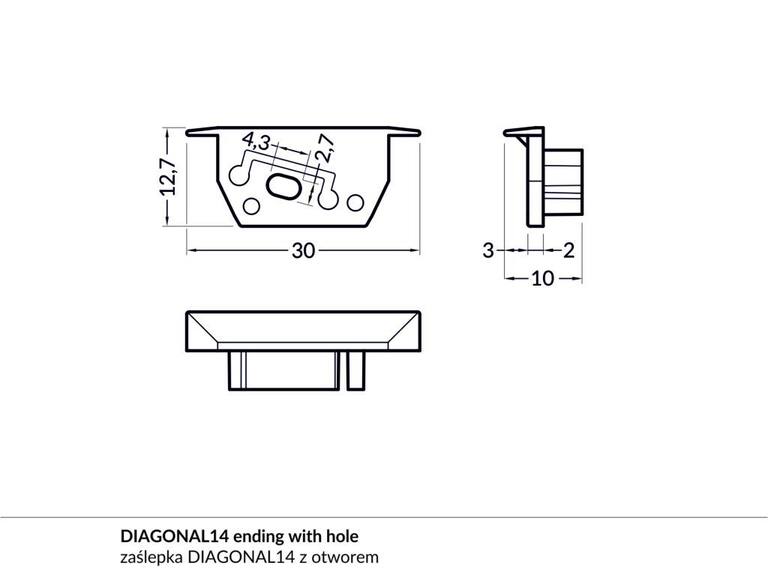 Koncovka WIRELI DIAGONAL14 bílá s otvorem, pár
