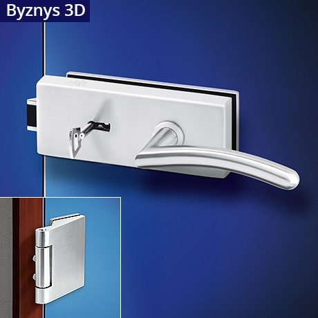 Heda Byznys kování na skleněné dveře HR + 3D nerez