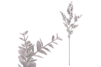 Eukalyptus větev - stříbrná barva s glitry. SG6087-SIL