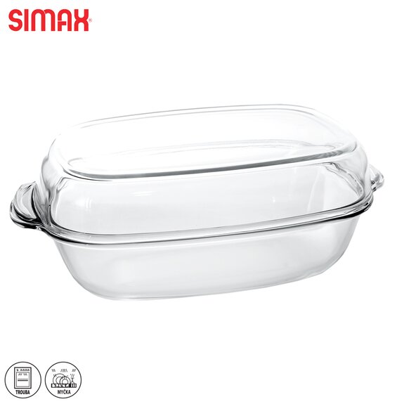 Pekáč borosil. sklo obdélník 41,5x26x16 cm víko