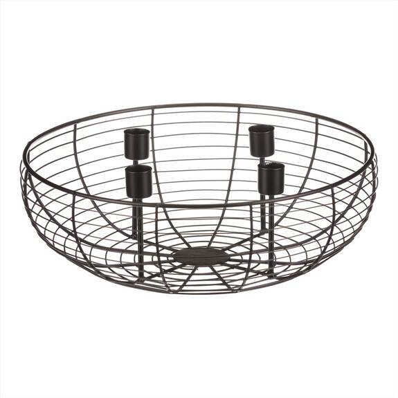 Svícen kovový - adventní, konstrukce ve tvaru mísy, černý.