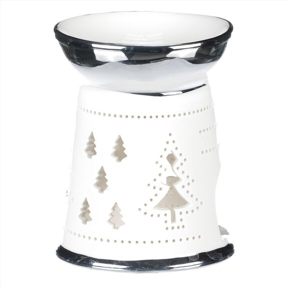 Aroma lampa, porcelánová. Stříbrno-bílá barva.