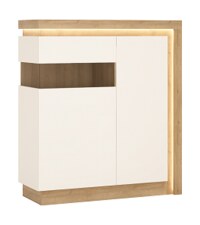 Vitrína CANTUS (LYOV04L) lamino Dub riviéra světlý/ bílá lesk