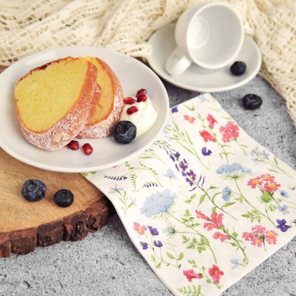 Ubrousek papír květy 20 ks 33x33 cm růžová