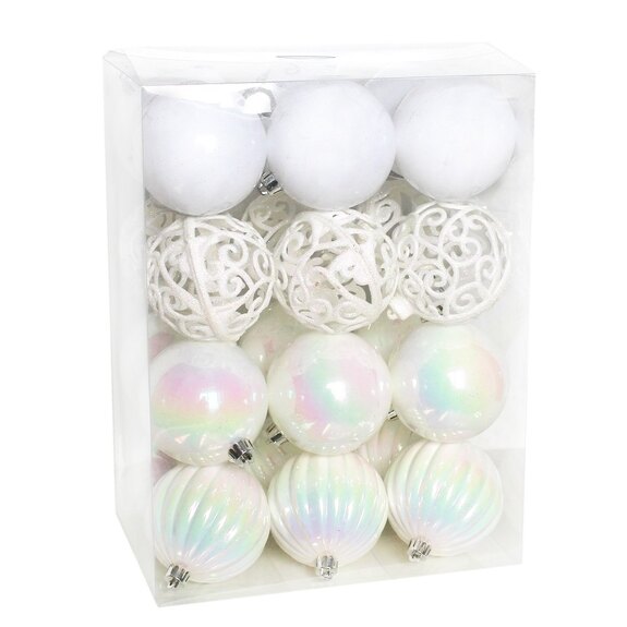 Baňky pvc 24ks/8cm bílá perleť