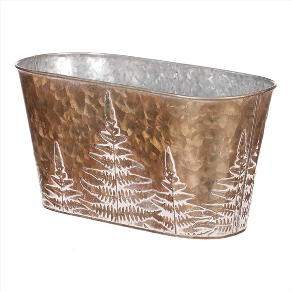 Truhlík z kovu na květiny s kapradím OK6365