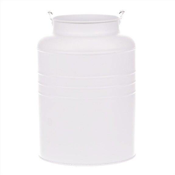 Váza kovová, bílá barva.