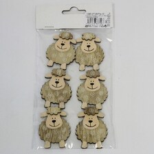 Ovečka kolíček dřevo 6ks/5cm bílá/natural