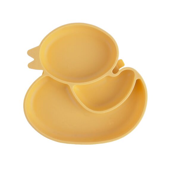Talíř silikon dětský dělený kačenka 19,5x19 cm žlutá