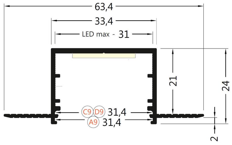 Profil WIRELI VARIO30-05 hlíník anoda, 2m (metráž)