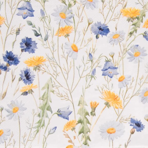 Ubrus-běhoun papír jarní květy 180x40 cm modrá