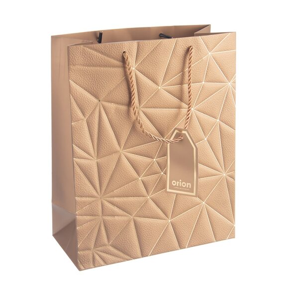 Taška papír dárková mřížka 26x12x32 cm zlatá