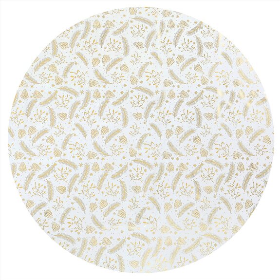 Ubrus kulatý - zlatý vánoční vzor, 100% polyester, pr. 140 cm.