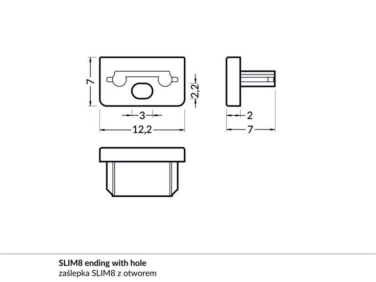 Koncovka WIRELI SLIM8 bílá s otvorem, pár