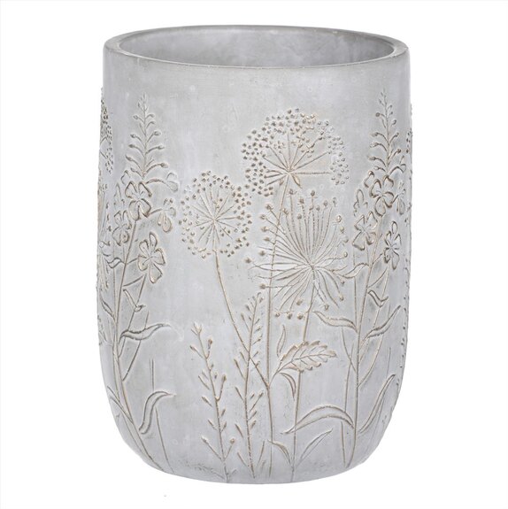 Obal betonový s dekorem lučního kvítí, zlatá barva.