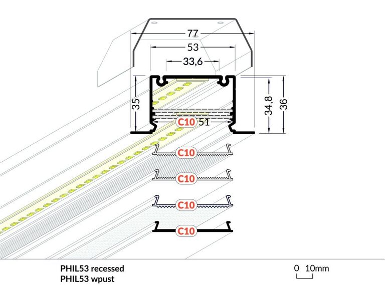 Profil WIRELI PHIL VKLÁDANÝ A černý lak, 2m (metráž)