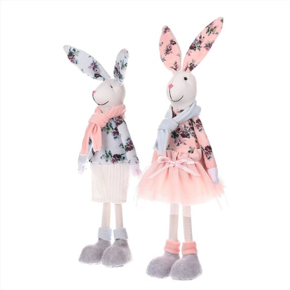 Zajíc a zaječice stojící, látková dekorace. Mix 2 druhů ZM9000