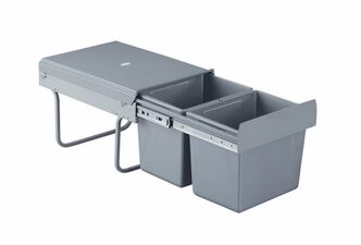 Výsuvný odpadkový 2-koš, 2x15 l, K40-šedý plast