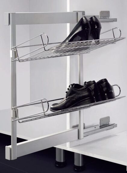 Výsuvný botník boční s tlumeným dovřením, 327x457x560 mm, chrom, antract