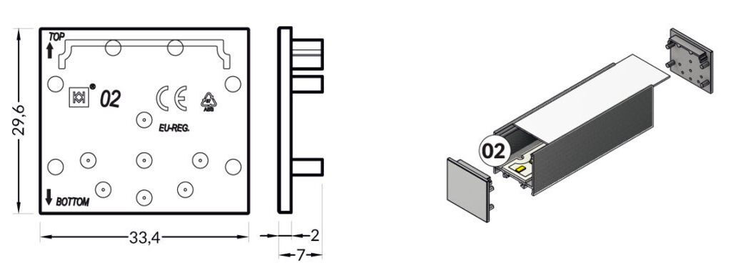 Koncovka WIRELI VARIO30-02 šedá, pár