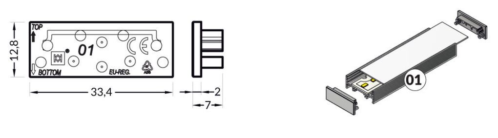Koncovka WIRELI VARIO30-01 šedá, pár