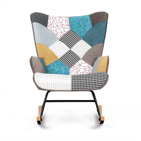 Křeslo houpací AK-374 PW2 potah patchwork látka
